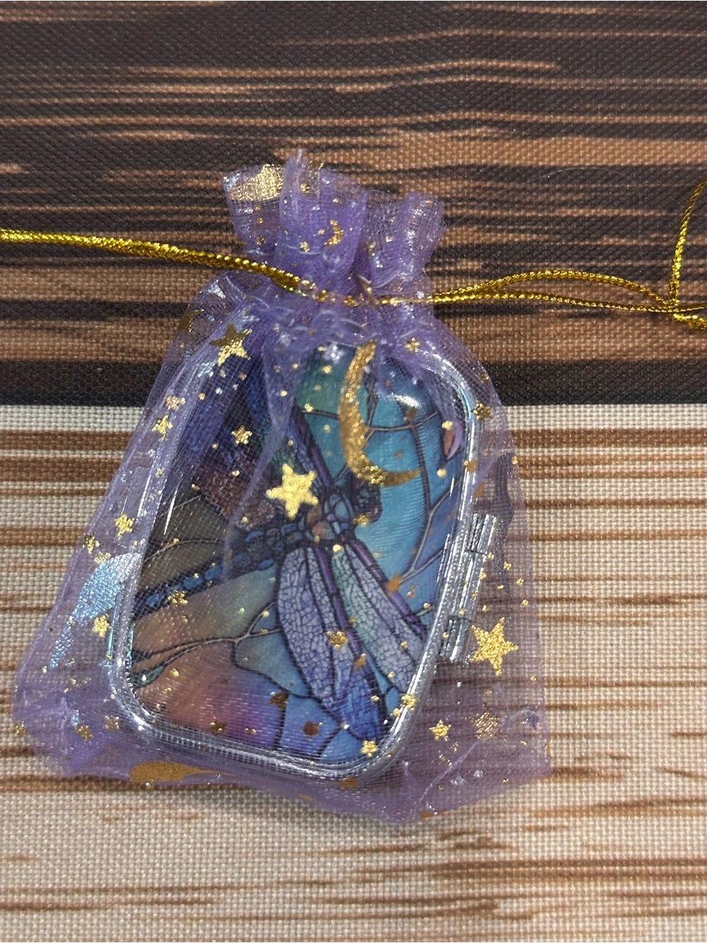 Dragonfly Compact Pill Box - Blue & Purple stainless steel with mirror - Picture 4 of 4